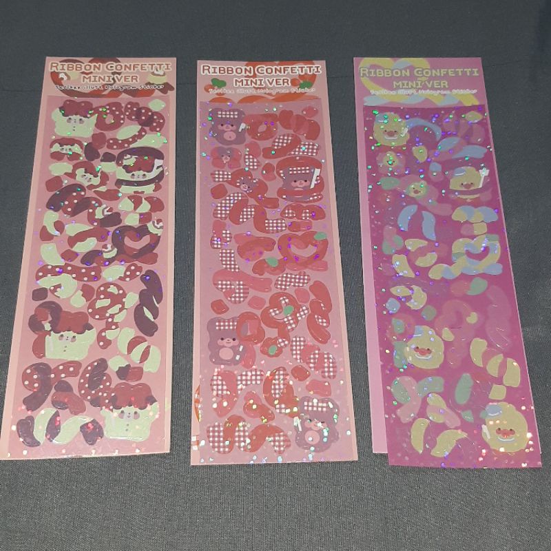 

[stuff.by.nez] 1 pcs Sticker deco ribbon confetti mini ver. stiker korea cute glitter polcos holo toploader jurnal binder