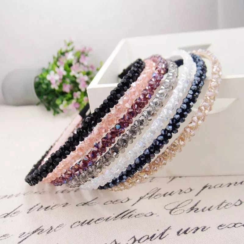 COD !!! KOREAN PEARL HEADBAND - Bando Crystal Korea Mutiara Mote dengan Krystal Blink Blink Girly Retro - Premium Korean Style Bando Aksesoris Rambut Premium