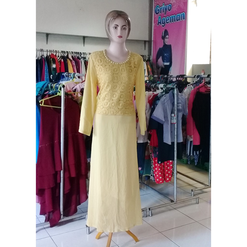 Gamis Six2Six Kuning Lemon Brokat