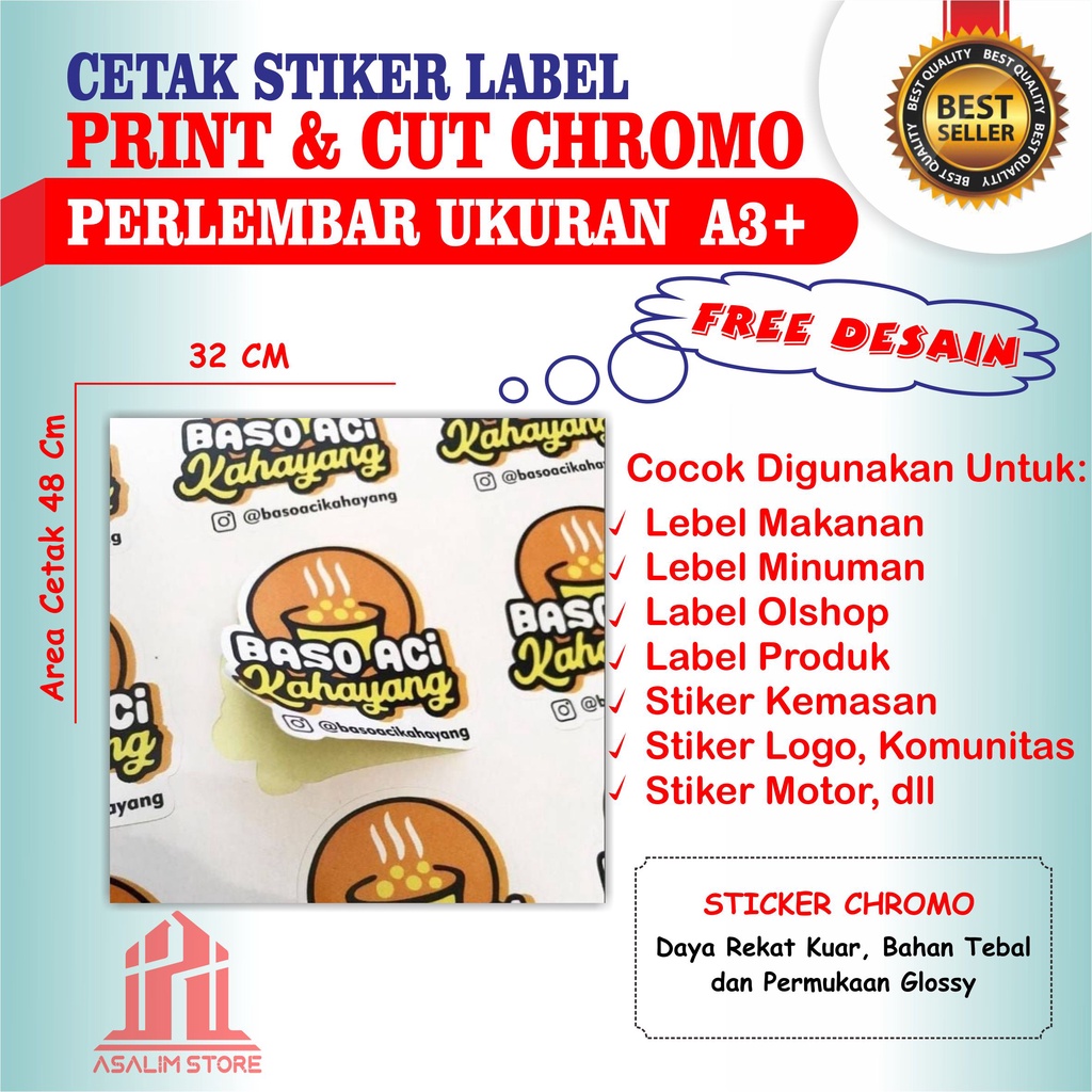 Jual Stiker Label Custom And Cutt Label Makanan Print Stiker Custom Bahan Chromo Murah Cetak 4189