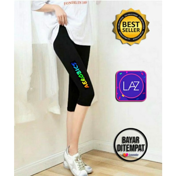 legging logo aerobisc 3 dimensi/lejing olah raga wanita/lejing senam perempuan