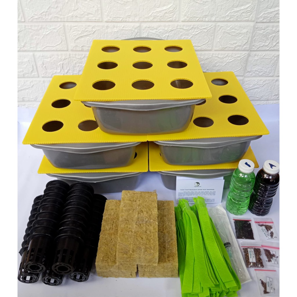 HIDROPONIK SET STARTER KIT PEMULA LENGKAP 5 BAK 45 LUBANG SIAP PAKAI DENGAN PANDUAN BAK - SL