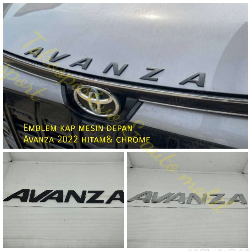 Emblem Logo Lambang tulisan kap mesin Depan Toyota all new Avanza 2022 hitam chrome