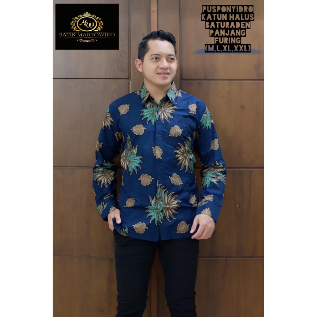 PUSPOYINDRO DONGKER Kemeja Batik Pria Full Furing Katun Halus Baturaden