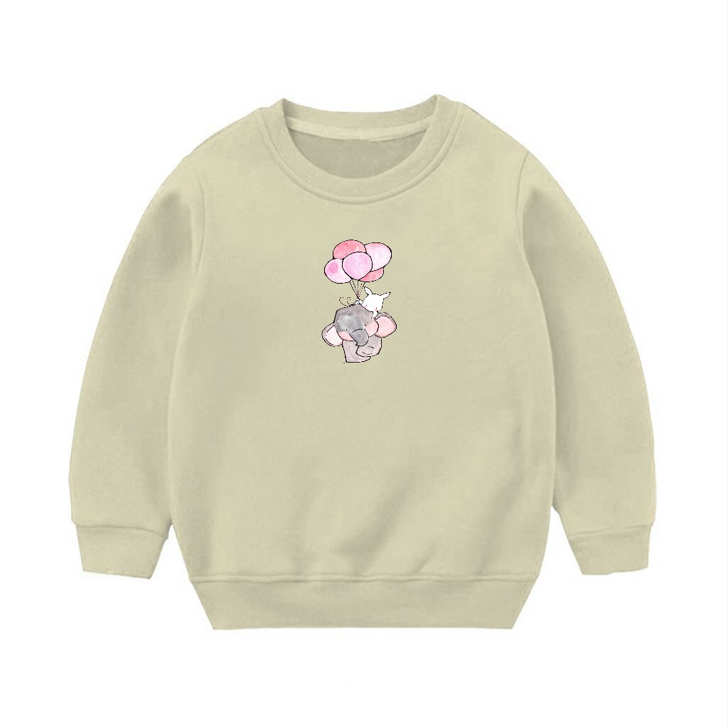 Crewneck sweater anak flece tebal unisex motif lucu terbaru perempuan dan laki laki