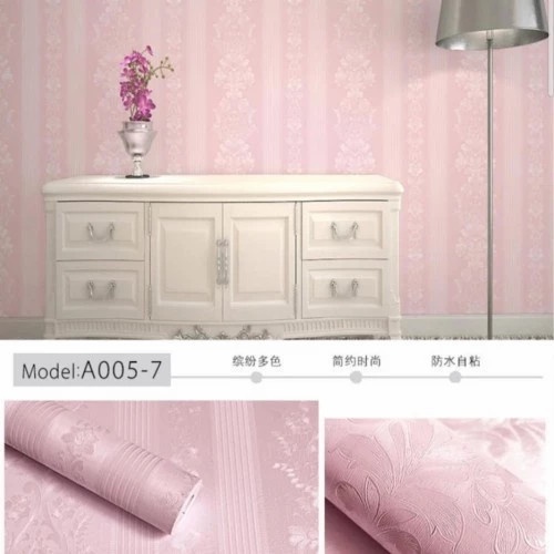 Wallpaper Sticker Dinding Embos Gold Polos Salur Bertekstur Mewah Elegan Tinggal Tempel Batik Salur Hijau Hexagonal Hiijau Bunga Sakura Salur Batik Putih Kream Bunga Timbul Cocok Dekorasi Kamar Anak