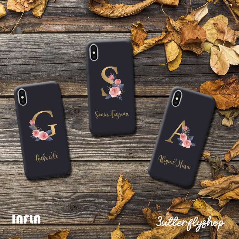 [SILIKON] Flower inisial Nama bisa custom oppo vivo realme redmi samsung meizu iphone xiaomi reno