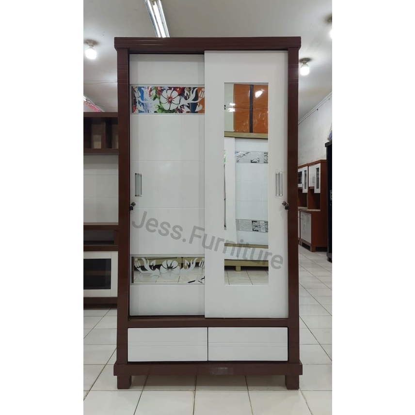Lemari baju pakaian GAMIS KAYU / Lemari Baju Full Putih / Lemari Pakaian KAYU 2Pintu , Lemari Pakaia