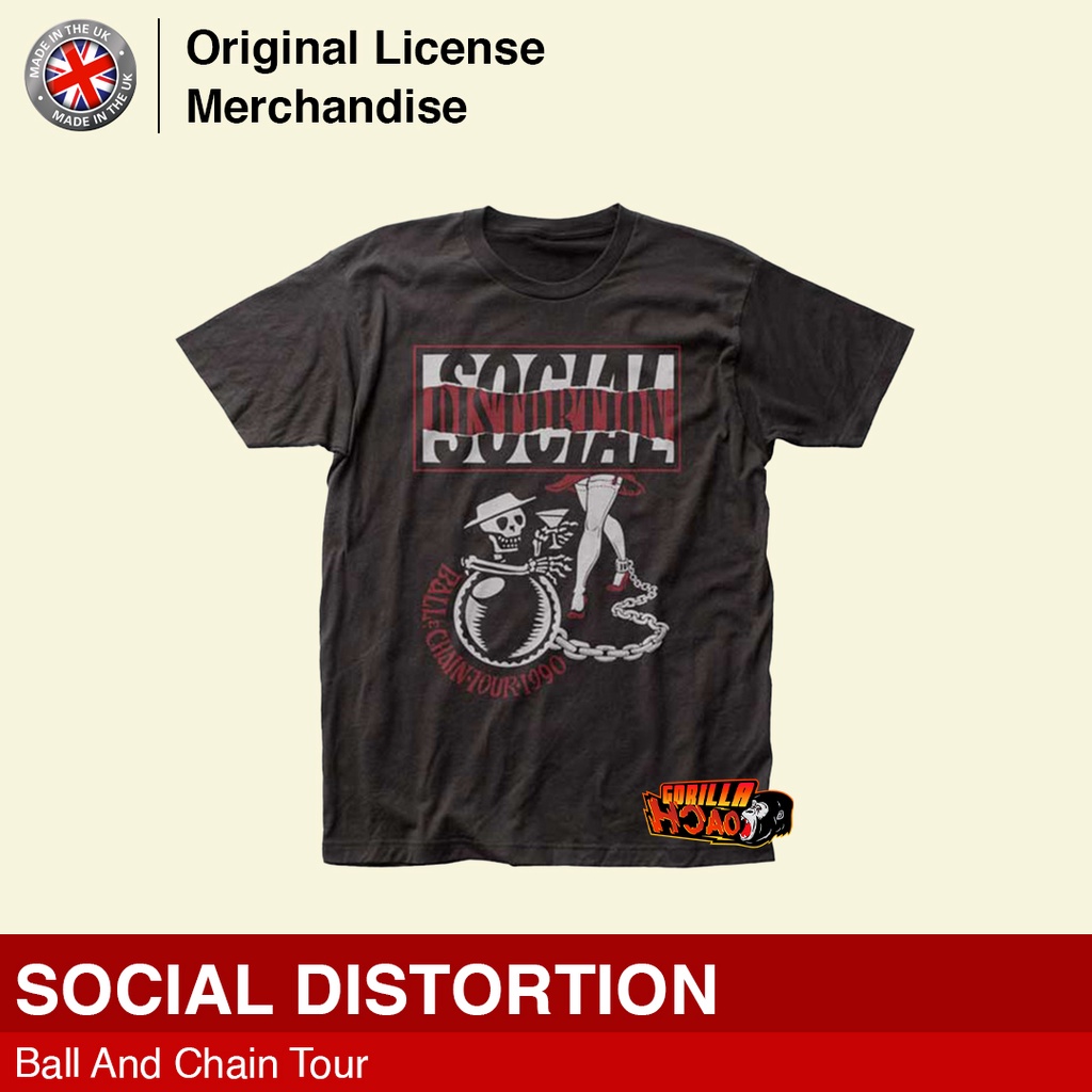 Kaos Baju Tshirt Band SOCIAL DISTORTION Original Ball And Chain Tour