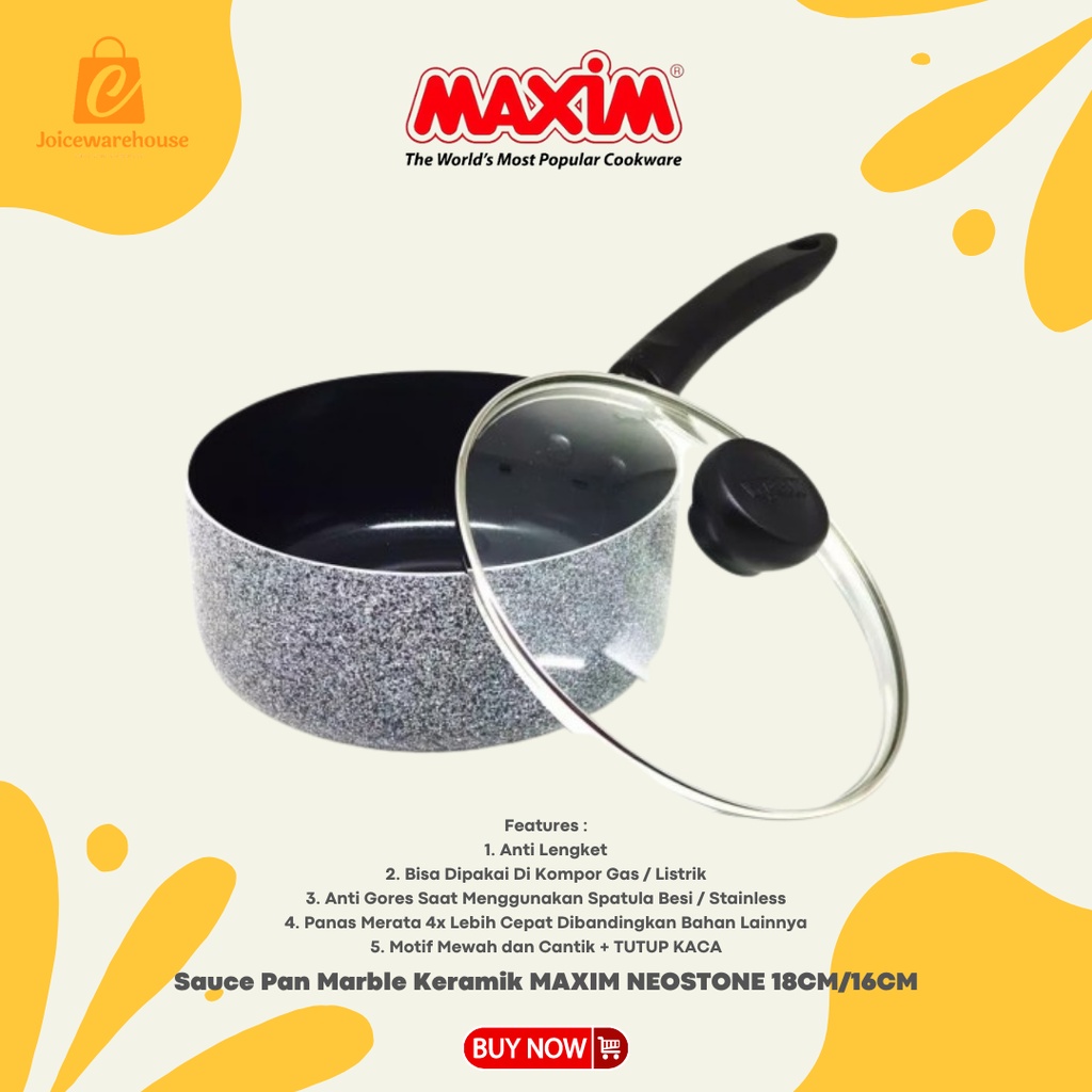 Wajan Panci Sauce Pan Anti Lengket Marble Keramik MAXIM NEOSTONE 18CM/16CM