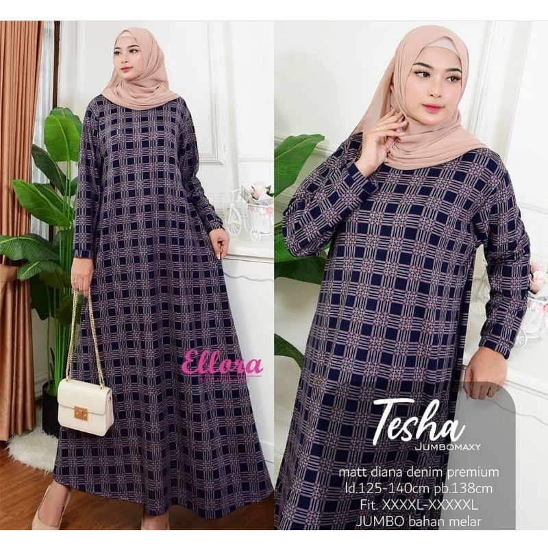 TESHA Jumbo Maxy - LD120-130 Gamis Denim Diana Jumbo Bigsize Oversize Bumil / R.23 - 025-5973