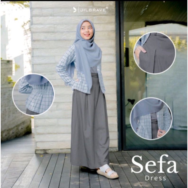 GRADE B Sefa dress JILBRAVE warna stone grey size L