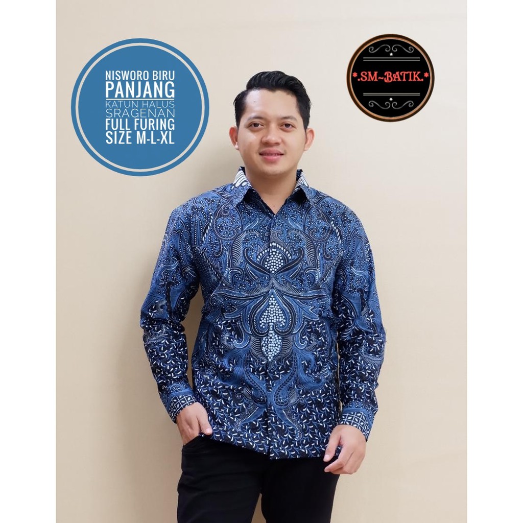 NISWORO BIRU SM BATIKSOLOAMANAH KEMEJA BAJU BATIK PRIA SOLO LENGAN PANJANG PENDEK LAPIS FURING ATASAN BATIK PREMIUM MODERN KATUN HALUS HARDINOTO BRATAJAYA SAUJANA PARANG BIRU WIJOYOKUSUMO PEKSI WOBOWO NAYARA BIANTARA PARANG LINTANG GUNANDRO PEKSI MERAH