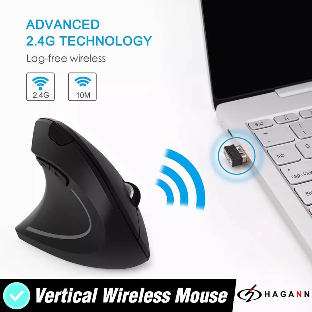 Mouse Wireless Vertical Gaming Ergonomis Laptop Vertikal Wireles USB Mause PC Komputer Game Ergonomic