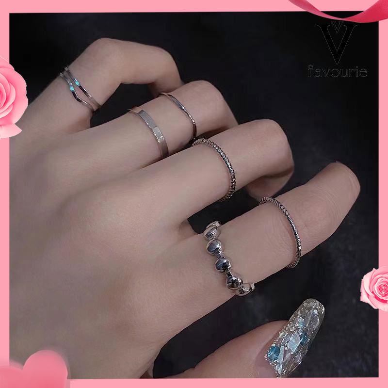 [COD]8 PCS cincin perhiasan cincin kepribadian pasangan sederhana siswa-FA