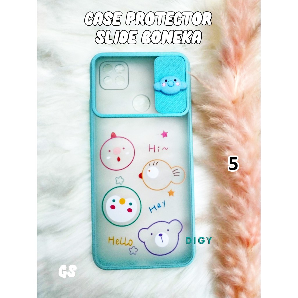 Case Protector Slide Boneka REALME C11 C12 C15 5 5i C3 C2 C17 7i Protect Cover Lens Protection Karakter Kartun / cas pelindung handphone / case unik / case boneka