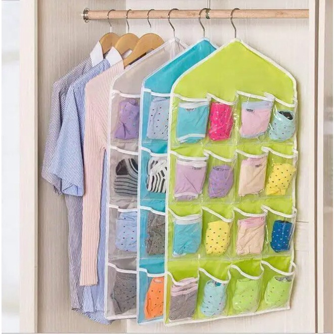 Storage Gantung 16 Kantong Hanger Organizer Sebaguna Pouch Korean