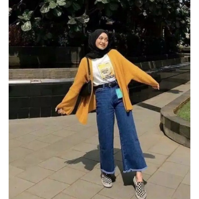 CELANA KULOT JEANS WANITA PREMIUM HIGHWAIST SNOOW LOSE