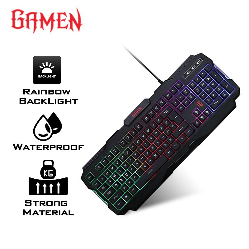 GAMEN STATION - KEYBOARD DAN MOUSE DENGAN LAMPU - 3200DPI - ORI