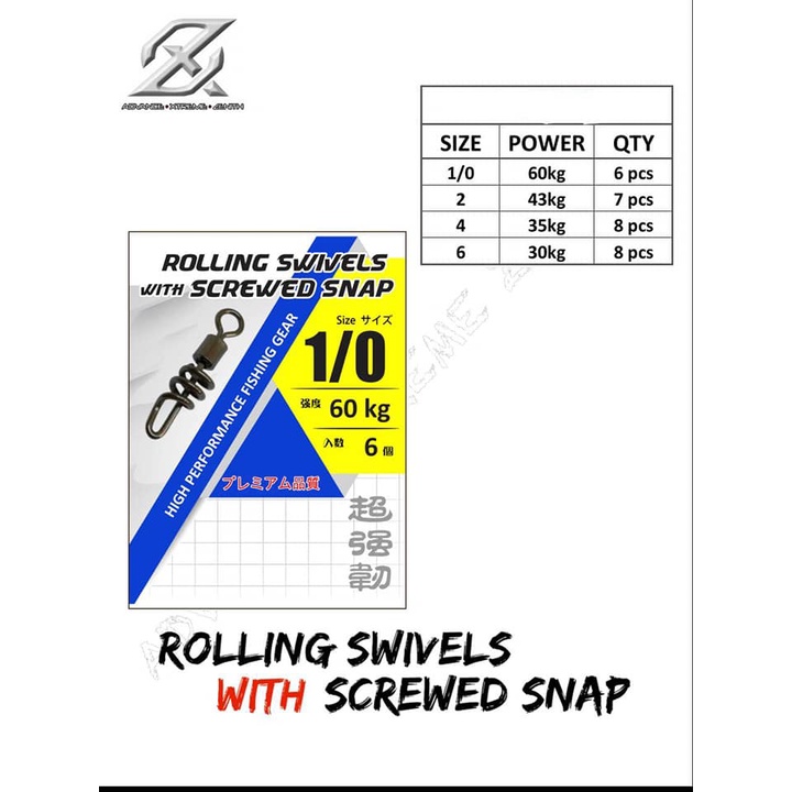 AXZ ROLLING SWIVEL With SCREWED SNAP