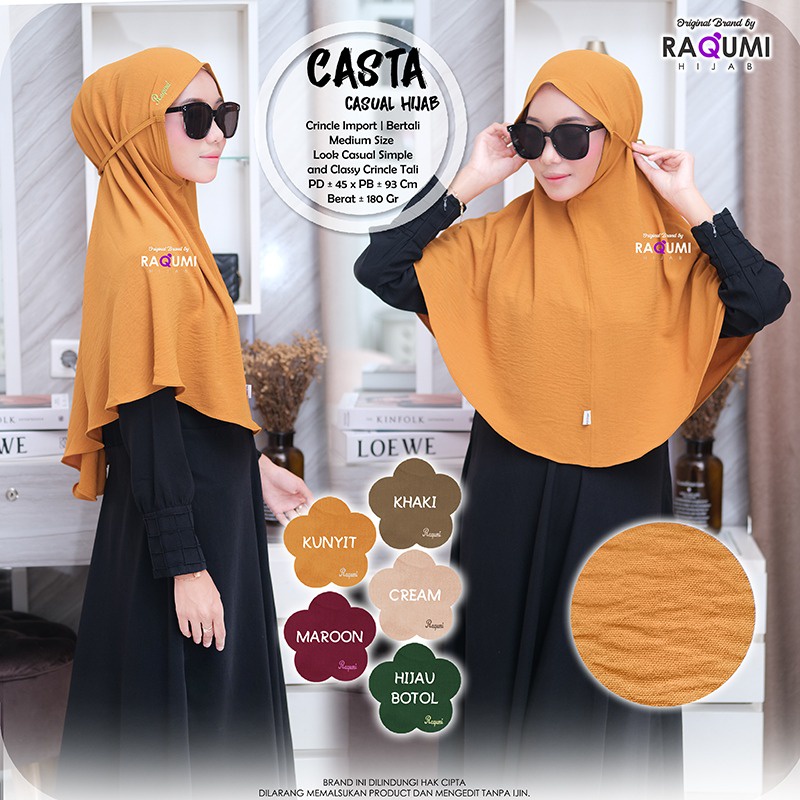 Casta Casual Hijab Original Raqumi Casta Raqumi Hijab Nonpad Hijab Tali Raqumi
