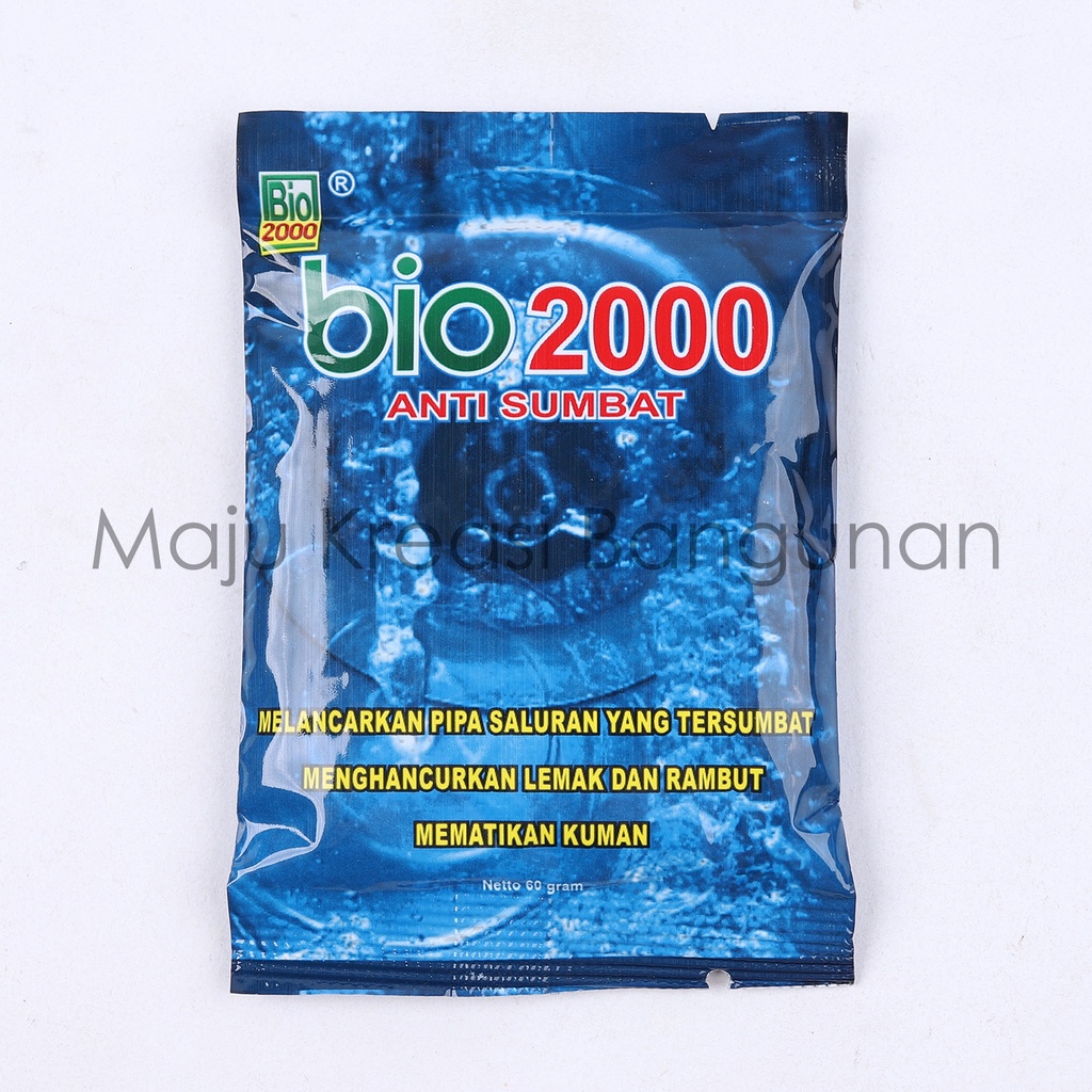 BIO 2000 Obat Anti Sumbat Mampet WC Toilet Wastafel Kitchen Sink Saluran Pipa Bak Cuci Piring Dapur Kloset 60gr BIO2000 60 Gram 60g Biru