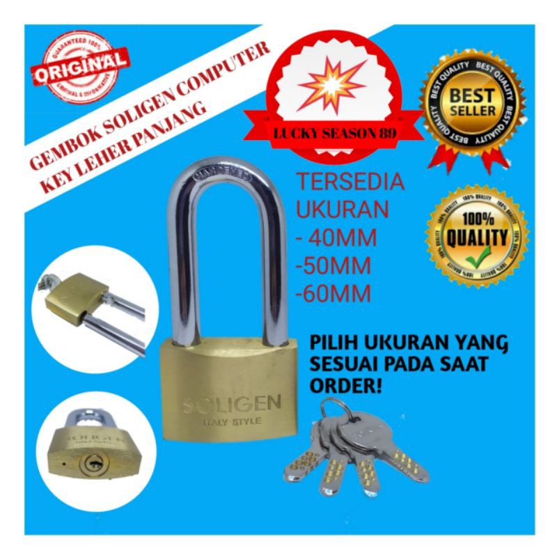 GEMBOK SOLIGEN 40MM 50MM 60MM  PANJANG COMPUTER KEY-GEMBOK PAGAR-GEMBOK RUMAH