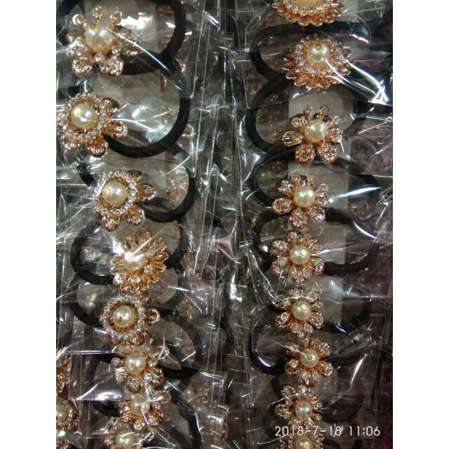 grosir  Ikat rambut Karet rambut mote permata isi 12 pcs