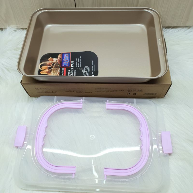 suncity CARRY GO baking pan /bakeware / loyang persegi tanpa sambungan dengan tutup