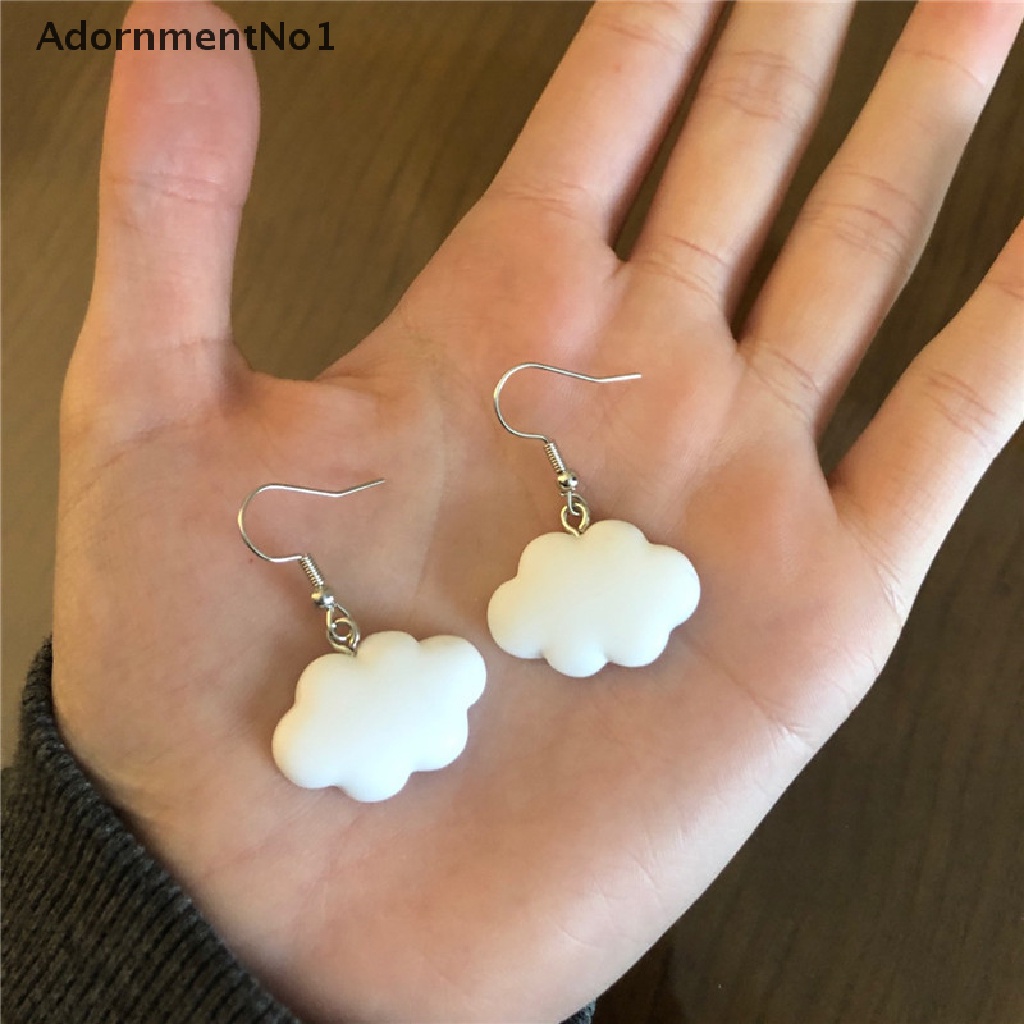 (AdornmentNo1) Anting Tusuk Bentuk Awan Putih + Pelangi Untuk Wanita