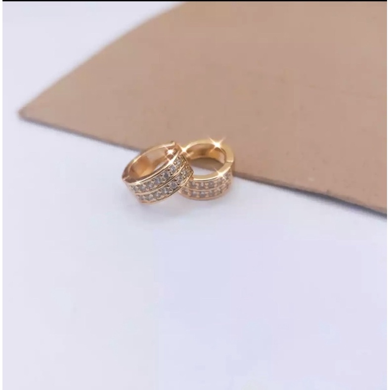 anting jepit wanita baris2 gold lapis emas