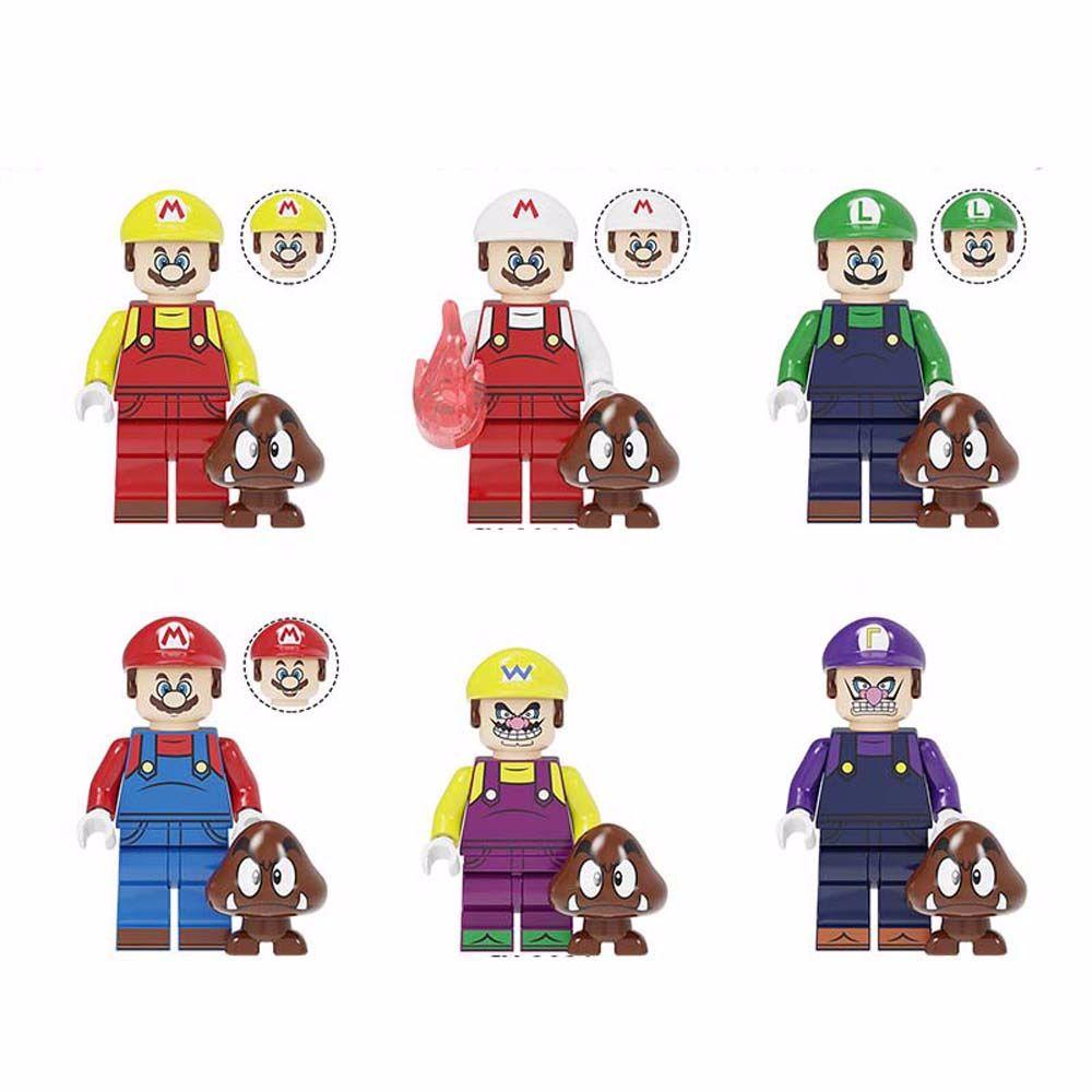 NEEDWAY Super Mario Bros Hadiah Ulang Tahun Mainan Anak Model Boneka Model Kecil Mini Blok Luigi Mainan Edukasi Blok Bangunan