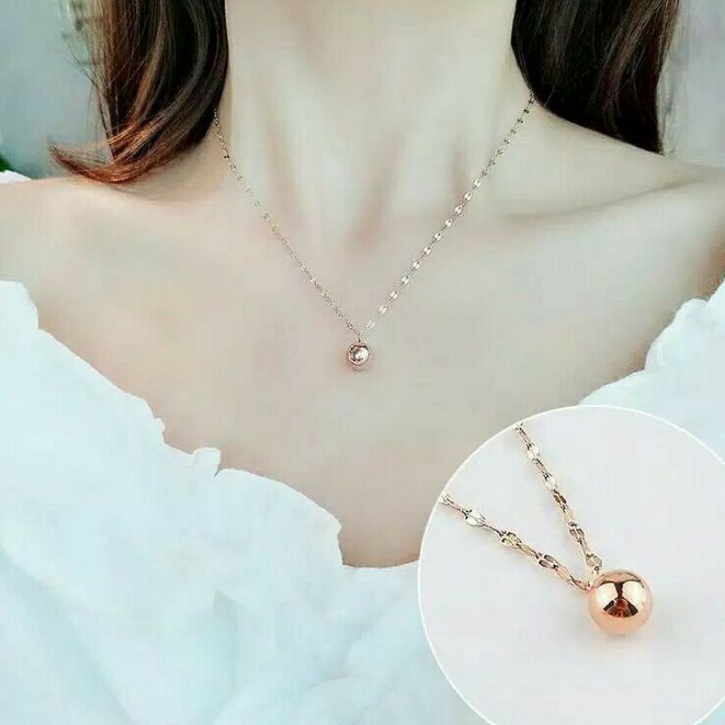 GG Kalung Bulat Bumi Bandul Gantung Titanium#KL-175BG