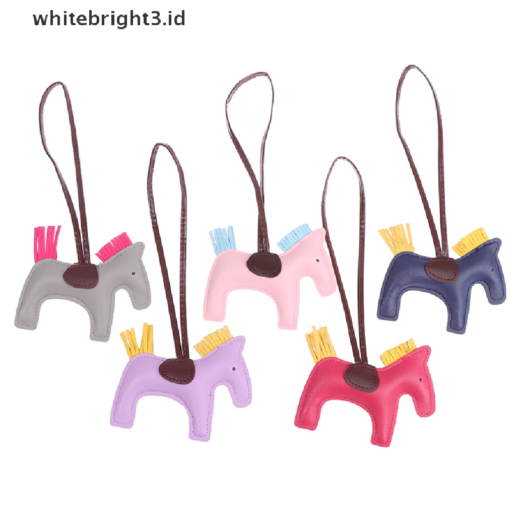 {whitebright3.id} Handmade PU Leather Horse Keychain Animal Key Chain for Women Bag Keychain Charm ,