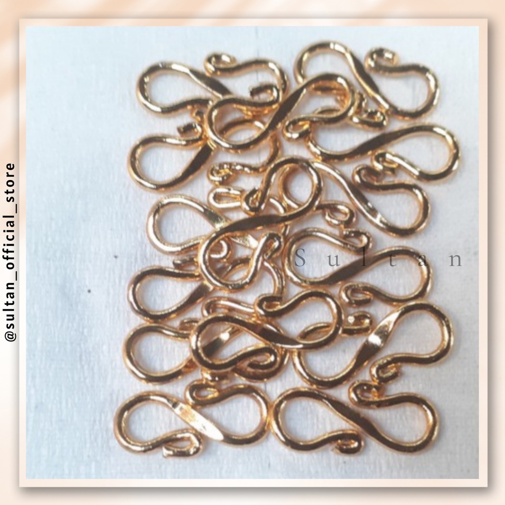 Gantol kalung gantol gelang type S logam kuningan lapis emas 14k