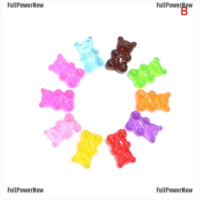 [FULLのJY] 10Pcs/Set  Acrylic Candy Color Bear Charms Pendants DIY Jewelry Making Craft