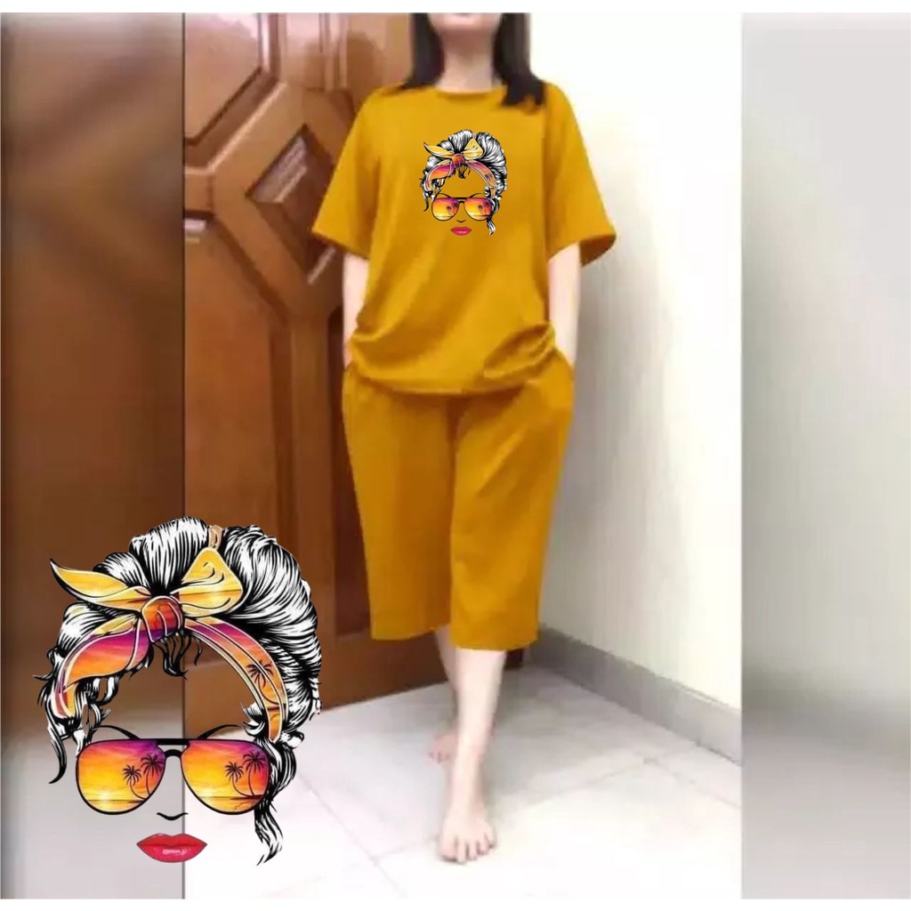 Setelan Wanita JUMBO Big Size Fit XXL Sunset Face