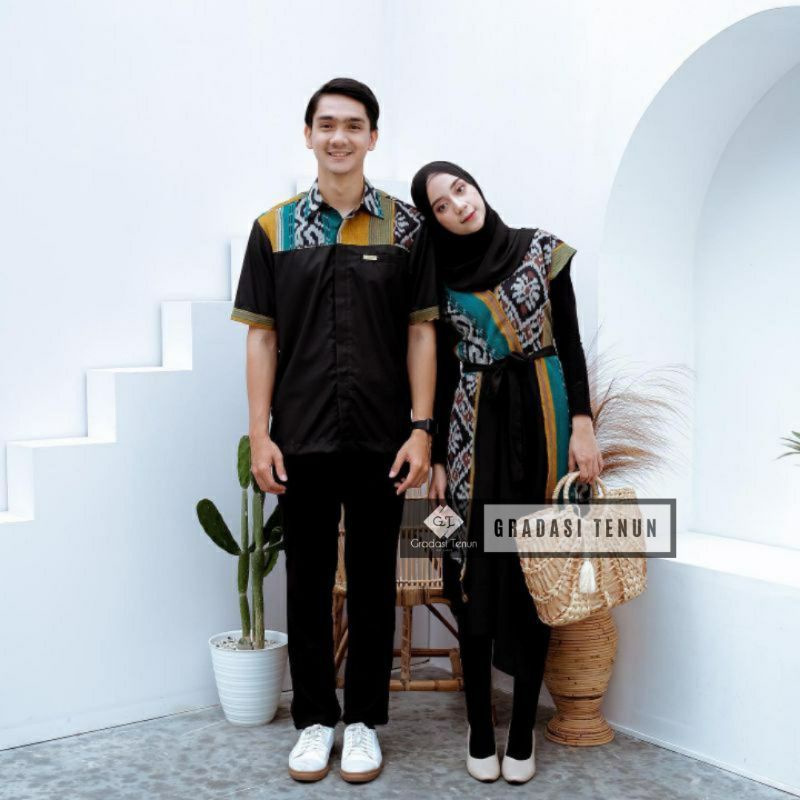 Baju Set Tenun Couple Pria Wanita Etnik Troso Jepara - Baju Couple Prewedding - Baju Couple Tenun