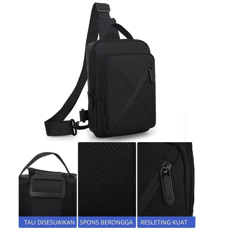 Highland Tas Selempang Pria Sling Bag Tas Bahu Pria Tas Trendy Tas Selempang Travel Crossbody Tas Dada TS414