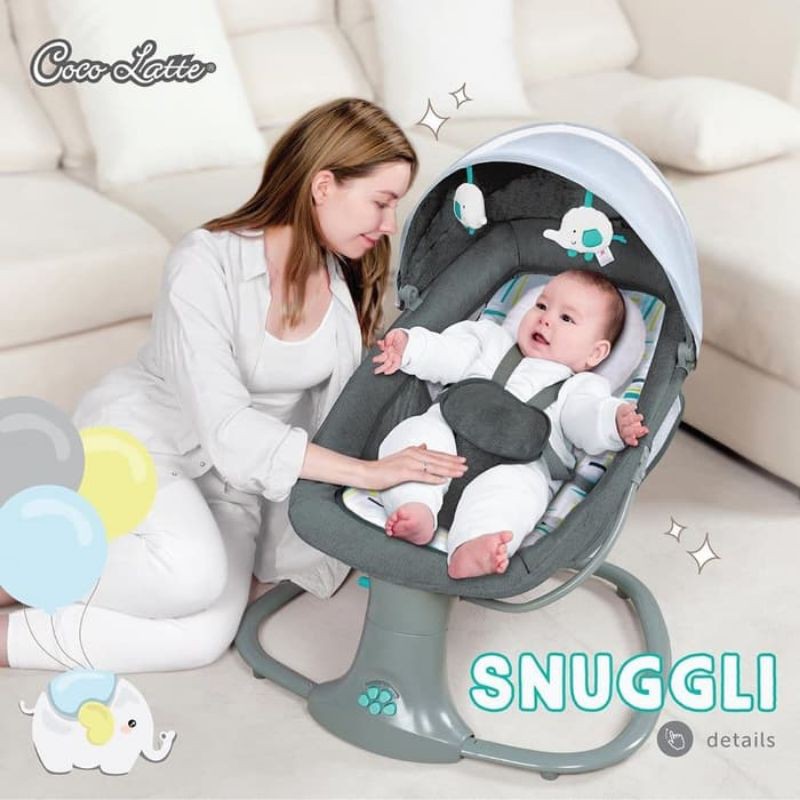 Ayunan Otomatis Cocolatte Weeler Swing Snuggli BabyDoes Claptown-Dark Grey