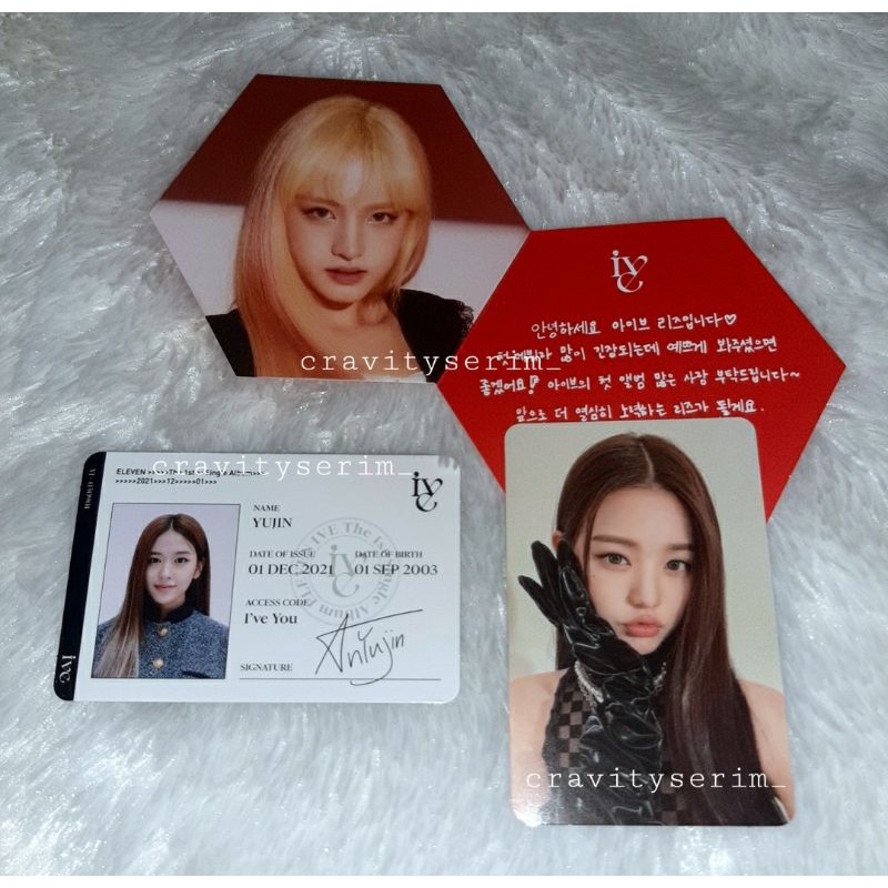 IVE Wonyoung Photocard album + ID card Yujin + message card Liz + Folded Poster Rei