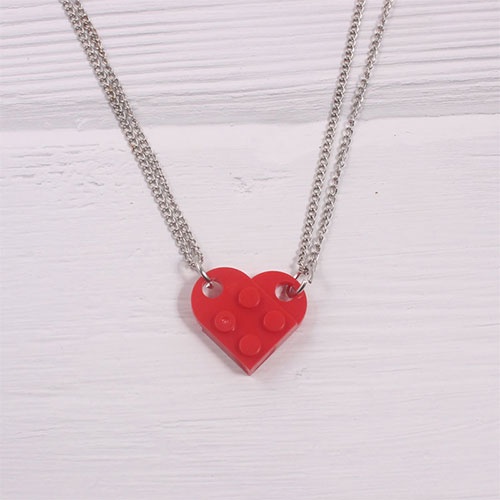 Kalung Rantai Liontin Hati Lego Lucu Untuk Pasangan / Pria / Wanita-Won