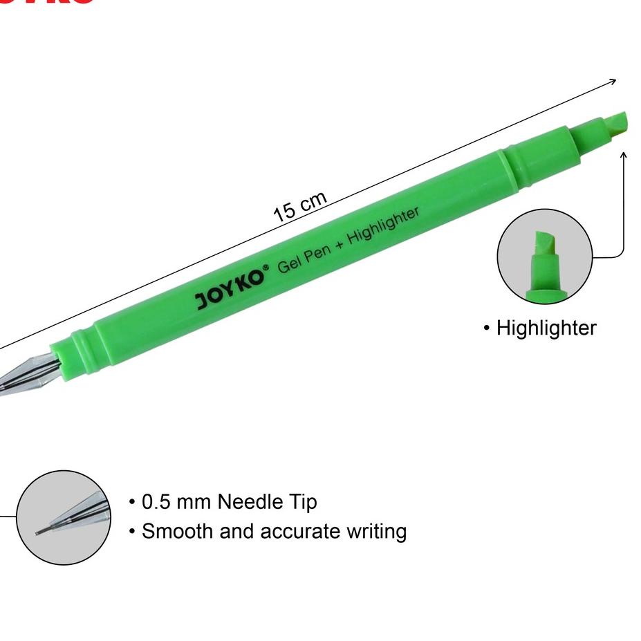 

BISA COD ✔️Color Gel Pen Pena Jel + Highlighter Penanda Joyko GPC-277 8 Warna|KD8