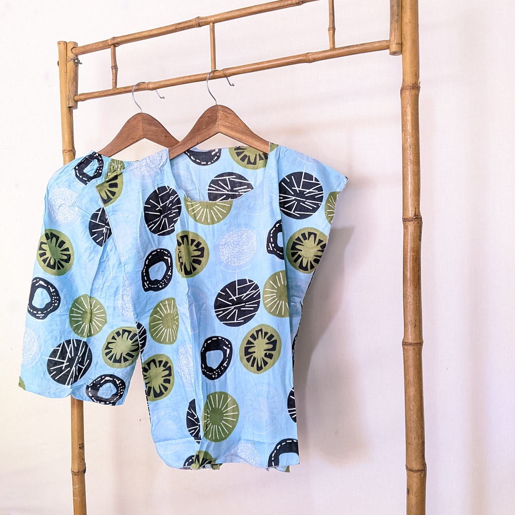 Baju Tidur Tanpa Lengan Piyama Krill Setelan Midi Homewear Homey Dress Baby Doll Dewasa Nyaman Di Rumah Santai WFH Rayon One Set Pajamas-lemon blue