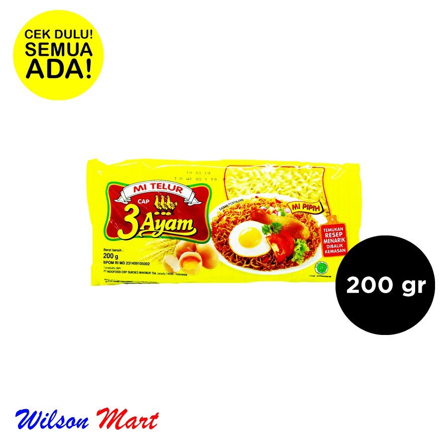 

MIE TELUR CAP 3 AYAM 200 GRAM