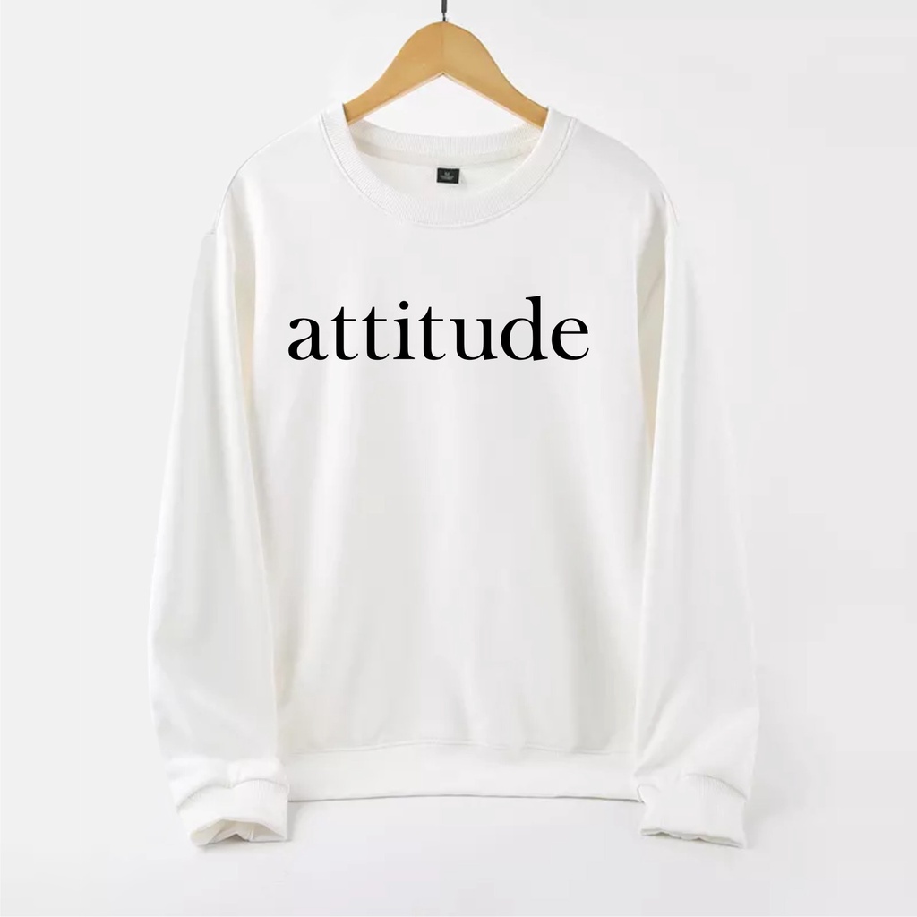 FenishaStore Sweater Oversize ATTITUDE Crewneck Wanita Terbaru Size M-L-XL-XXL Bisa Bayar Ditempat COD