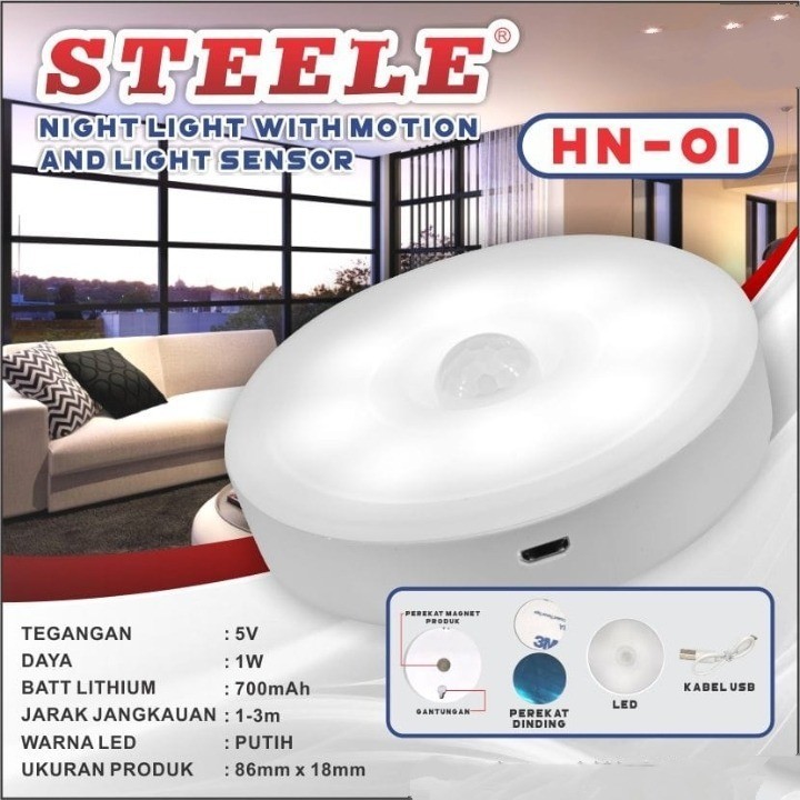STEELE HN 01 - Bola Lampu LED Sensor Gerak / Night Lamp 7 Watt