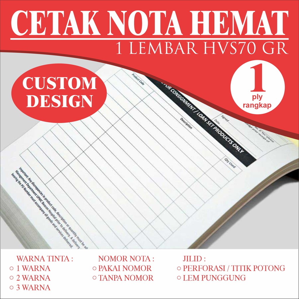 

Cetak Custom Nota Form Sederhana Olshop Toko HVS70 Rangkap 1