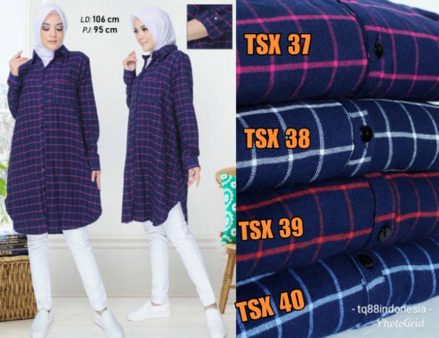 Tunik flanel/tunik/tunik kotak/hem tunik/tunik murah/kemeja tunik/hem kotak/kemeja kotak/tunik xl