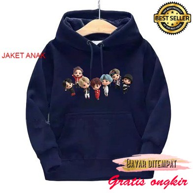 sd tk lucu korea pria wanita Sweater Hoodie Anak Kartun Bts Sweater Fleece Baju Anak Unisex jaket sw